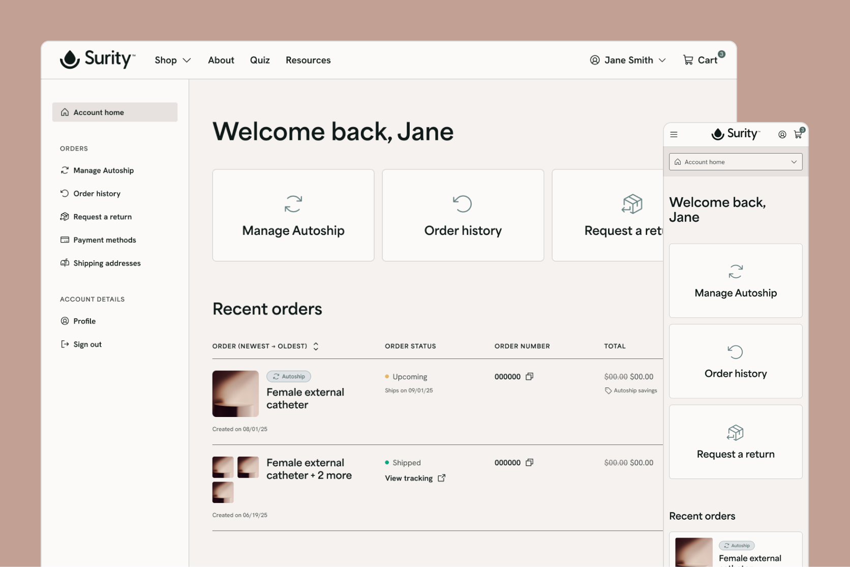Subscription portal screens