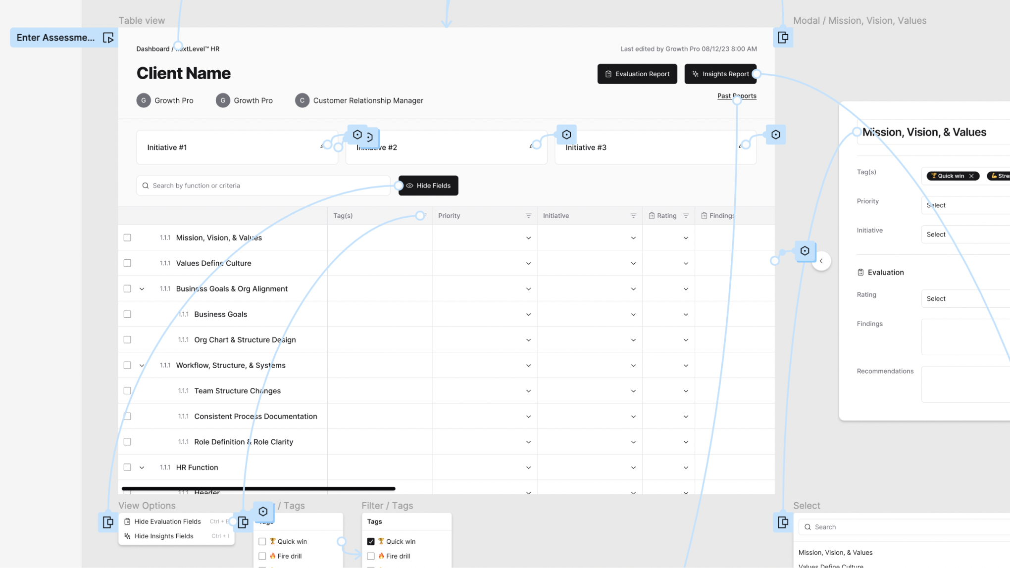 Collage of prototype screens